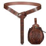 2 Pcs Medieval Viking Belt Leather Belt Pouch Renaissance Leather Belt Medieval Bag Renaissance Accessories, Brown, Vintage, Vintage