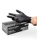 LANON 6-mil Black Nitrile Disposable Gloves, Food-Safe, Powder-Free, Heavy-Duty, Textured Fingertips, Latex-Free, Large