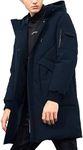 Men's Winter Coats Water-Repellent Windproof Thicken Parkas Long Hooded Padded Puffer Jacket (Navy, L)