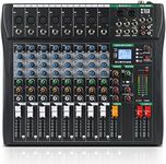 XTUGA CT80 8 Channel Audio Mixer for PC Recording Professional Sound Mixer Built-in Digital Effect Studio Mixer with 48V Phantom Power RCA Input Output MP3Bluetooth EQ