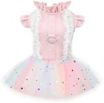 PETCARE Small Dog Harness Dress Pink Cute Rainbow Tutu Dresses for Dogs Princess Summer Puppy Dog Dress for Small Dogs Girl Cat Dresses Clothes for Cats Only Shih Tzu Chihuahua Dog Clothes, Small