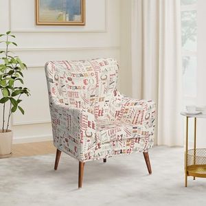 Amazon Brand - Solimo Polyester Streachable Retro Printed Alphabet Sofa Cover (Single Seater Sofa Cover,Beige)