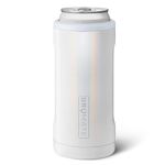 BrüMate Hopsulator Slim Can Cooler Insulated for 12oz Slim Cans | Skinny Can Insulated Stainless Steel Drink Holder for Hard Seltzer, Beer, Soda, and Energy Drinks (Glitter White)