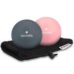 Navaris Lacrosse Massage Balls Set - Myofascial Deep Tissue Muscle Therapy for Back Legs Neck - Foot Roller Trigger Points Firm Spheres - Pack of 2