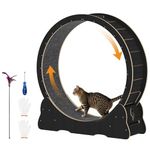 JFHID Cat Wheel for Indoor Cats, 46” Quiet Large Cat Treadmill with Detachable Carpeted Runway, Exercise Running Wheel for Pet’s Health and Entertainment, Black