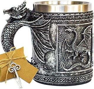 Medieval GOT Dragon D&D Game Mug of Thrones Merchandise Beer Steins Viking Tankard Mug Stainless Coffee Cup Gift Mug for Dragon Collector, Themed Party Decoration