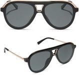 DIFF Tosca III Designer Aviator Polarized Sunglasses for Women UV400, Black | Polarized glare control; 100% UVA/UVB blocking; 56mm lens; case and cloth included