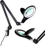 Brightech LightView PRO Magnifying Desk Lamp, 2.25x Light Magnifier, Adjustable Magnifying Glass with Light for Crafts, Reading, Close Work - Black