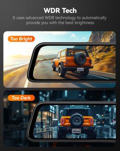 WOLFBOX G840S 12" 4K Dash Cam – Touchscreen Rearview Mirror Camera