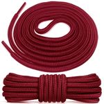 Skypermit 2 Pairs Round Boot Laces, Strong Work & Hiking Boots Shoe Laces，4mm Diameter Premium Round Walking Boot Laces for Outdoor Boots and Casual Footwear (Burgundy red, 150cm-2 Pairs)