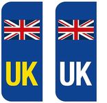 Rubigo UK Stickers for Car UK Number Plate Stickers 2 Pack Self Adhesive Vinyl Stickers for Europe - Weatherproof - Union Jack Replaces GB EU Flag Brexit