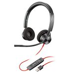 Poly by Plantronics Blackwire 3320 Wired Over the Ear Headset with Mic (Black)