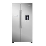 Hisense RS741N4WCE Freestanding American Side by side Door American Fridge Freezer 578 litre, Black, with Non-Plumbed Water Dispenser, Silver, 90.8 × 179.3 × 74.3 cm (W×H×D)