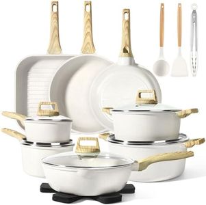 GiPP Lot de 21 casseroles et poêles en céramique avec revêtement anti-adhésif poêle de 24 + 28 cm + bord haut 28 cm, set de casseroles 16 + 18 + 24 cm, pour tous les types de feux