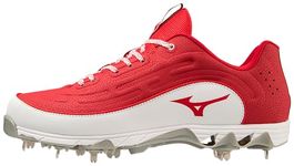 Mizuno Men's 9-Spike Ambition 3 Baseball Cleats, Red-White, 6 UK