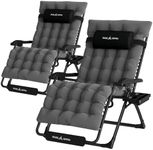 UDPATIO Oversized Zero Gravity Chair Set of 2, 33In XXL Patio Reclining Chair with Cushion, Outdoor Folding Recliner with Pillows|Cup Holder|Foot Rest|Padded Headrest, Dark Grey, Support 502LB