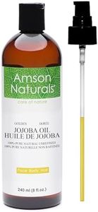 Jojoba Oil Golden 8oz / 240ml (Large Bottle)-100% Pure & Natural Unrefined oil for hair, Skin, Face, Nails, Body, Cold-pressed carrier oil for essential oils. Huile de jojoba dorée by Amson Naturals