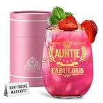 CROWNLY CRYSTAL® Gold Gifts for Auntie Personalised Wine Glass Auntie Birthday Gifts Auntie Mothers Day Gifts for Auntie Gifts from Niece Auntie Wine Glass Aunty Gift Great Auntie Gifts Populer