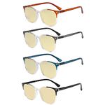 Eyekepper 4-Pack Computer Reading Glasses for Women Blue Light Blocking Readers Yellow Tinted +1.75