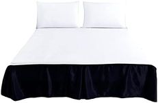 Tache Black Satin Bed Skirt - Silky Lustrous Night Out Glam Platform Tailored Dust Ruffle Bedskirt - Cal King