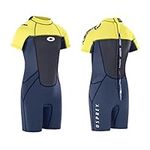 Osprey Origin 3mm Wetsuit, Kids Shortie Summer Wetsuit, Boys and Girls Short Sleeve Wetsuit Neoprene, Yellow, M Short