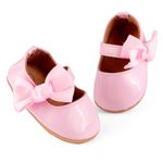 LACOFIA Baby Girls First Walking Shoes Infant Mary Jane Anti-Slip Bowknot Shoes Prewalkers Pink 3-6 Months