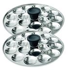 TENNYSON Stainless Steel 2 Special Mini IDLY Plates with KNOBS