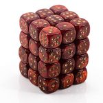 Chessex Dice d6 Sets: Scarab Scarlet with Gold - 12mm Six Sided Die (36) Block of Dice