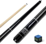 CUEBAR Pool Cue, 58 Inch Pool Sticks for Adults, 2-Piece House Bar Billiard Cue Stick with Imitation Leather Grip, Pool Table Sticks for Men Women - Black,21 Oz