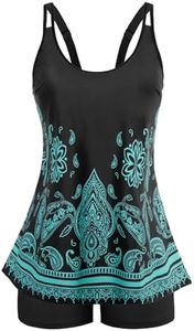 Arolina Plus Size Tankini Swimsuits for Women Tummy Control Removable Padded Bathing Suits Full Coverage Swimsuit 20W