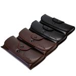 Calabria Double Snap Belt Loop Eyeglass Case PU Leather Black Brown 4Pack Vintage Eye Glasses Pouch SemiHard Sunglass Holder