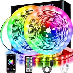 65.6ft LED Lights Room Decor, 20m Led Lights Strip for Bedroom Decoration Smart Color Changing Rope Lights with Bluetooth Controller Sync to Music Apply for TV, Bedroom, Party and Home Decoration