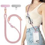 SURPHY Phone Lanyard with Patch, Adjustable Crossbody Phone Strap, Neck Phone Holder Compatible with Most Phones, Airpods, Key Lanyard and more, Pink & Purple