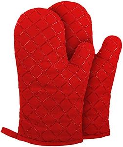 Oven Gloves Heat Resistant - Non Slip Silicone Oven Mitts for Grilling/Cooking/Baking/Barbecue - Silicone Oven Gloves 1 Pair, Red Christmas Oven Gloves