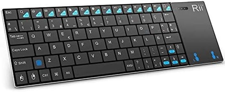 Rii K12+ Mini Teclado Inalámbrico, Teclado Compacto con touchpad multitoque Integrado (WiFi 2.4 GHz, USB Incorporado, Cubierta de Acero Inoxidable Ultra-Resistente) Color Negro - QWERTY Español