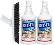 SEE-IT! Grout Cleaner 2-Pack with Floor Brush, 32 Fl. Oz. Each, Surface Safe Deep Cleaning Grout & Tile Acid Free Solution & Grout Brush for Tile Floors, Clean
