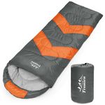 Tesmien Sleeping Bag for Adults & Kids 3-4 Season Warm Weather and Winter Lightweight, Waterproof for Teens, Men's Indoor & Outdoor Camping/Traveling/Hiking, Grey Orange