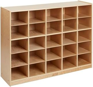 ECR4Kids 25 Cubby Mobile Tray Storage Cabinet, 5x5, Classroom Furniture, Natural
