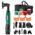 BATOCA S6 Micro Cordless Polisher for Car Detailing, 2x2.0Ah Batteries, 0mm Rotary Buffer, 12mm Dual Action Polisher 1 and 3 Inch with 6 Speeds 1000-5000 RPM for Car Polishing, Sanding Motorcycle