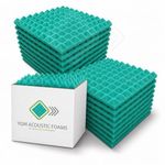 YGM Acoustic Foams® Pyramid Acoustic Panels 1 Foot × 1 Foot × 1 inch Thick | 50 Density Acoustical Sound Proof Foam for Room & Studio | Echo Reduction & Noise Absorption (Green, Set of 108)