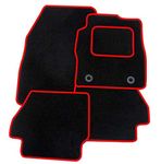 TAILORED FOR TOYOTA AYGO 2014 2015 2016 2017 2018 2019 2020 2021 - PREMIUM GENUINE EXACT FIT INTERIOR FLOOR CARPET CAR MATS - BLACK MAT + RED TRIM