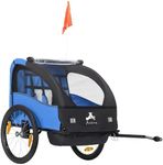 Aosom 2-Seat Bike Trailer for Kids, Baby Bicycle Trailer with Storage Bag, 5-Point Harness, 20" Rubber Wheels, Safety Flag, Reflectors, Shock Absorber System, for 18+ Months, Blue