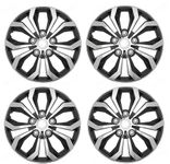 CARIZO Car Wheel Cover Caps (Black & Silver) 15 inches Press Type Fitting (Set of 4) for Honda City