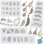 Druzy Agate Epoxy Resin Silicone Molds Set Jewelry Making Kits for Geode Cabochon Gemstone Necklace Pendant Earrings Bracelet Charms 33 Shapes 0.35-1.65inch