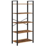 VASAGLE 5 Tier Shelf Bookcase Storage Unit with Steel Frame for Living Room Office Entrance Industrial Style Rustic Brown and Black LLS061B01