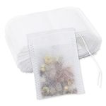 100 Pcs Empty Tea Bags 7x9cm Reusable Drawstring Bags, Small Muslin Bags Tea Filter Loose Tea Infuser for Tea Coffee Spice