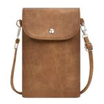 Toptime Phone Bags for Women Crossbody, Suede Leather Cross Body Bag Women with Adjustable Strap, Vintage Brown Phone Bag with Magnetic Clamshell, Small Shoulder Bag for Shopping, Dating, Traveling