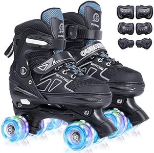 Kids Roller Skates, Adjustable Size Girl Boys Roller Skates for Kids Beginner, Toddlers Roller Skate with 8 Light Up Wheels, Outdoor Roller Skating for Boys Girls, Skating Shoes for Ages 3-12