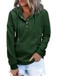 BBO Hoodies for Women Fleece Oversized Sweatshirt Casual Long Sleeve Y2k Hoodie Button V Neck Pullover Hoodie Fall Clothes Tops Green