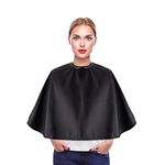 Noverlife Black Makeup Cape, Chemical & Water Proof Beauty Salon Shorty Smock for Clients, Lightweight Comb-out Beard Apron Shortie Makeup Bib Styling Shampoo Cape for Makeup Artist Beautician